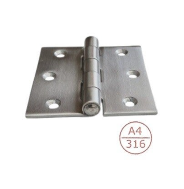 RVS scharnier 316/A4 - 75x75mm - bladdikte 2,5mm - per stuk