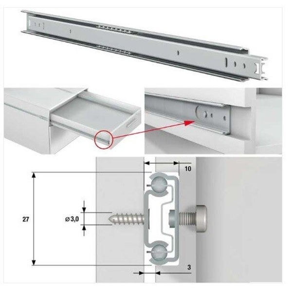 Ladegeleider voor groef 27mm - 15kg belastbaar - lengte 278mm - per paar