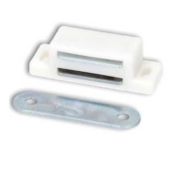 Magneetsnapper met tegenplaat wit 45x15mm - 4-5kg