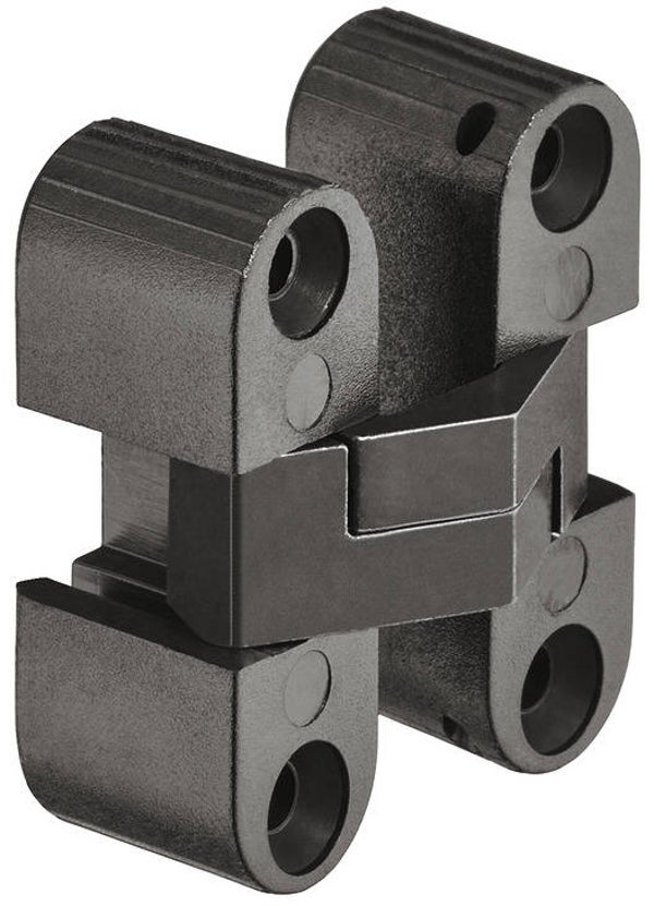 Kunststof scharnier zwart - voor houtdikten vanaf 16 mm - per stuk