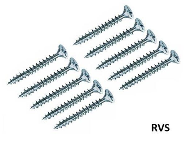 RVS Houtschroeven tbv 30mm tafelverhoger 4.5x45mm - zakje 10 stuks