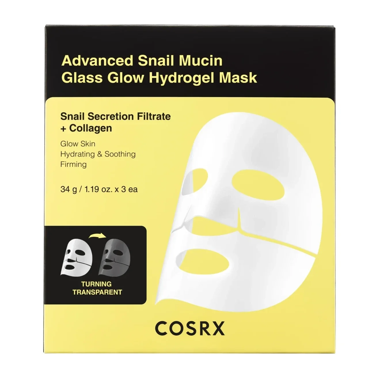 COSRX Advanced Snail Mucin Glass Glow Hydrogel Mask 3 pack
