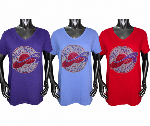 Red Hat Society logo Rhinestone shirt