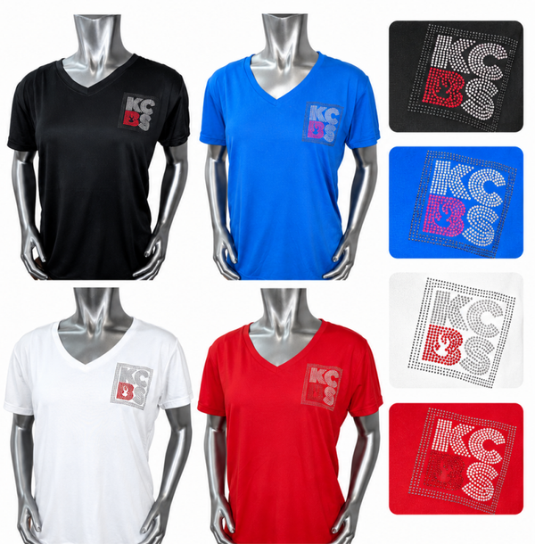 KCBS Rhinestone V-Neck Performance Tee