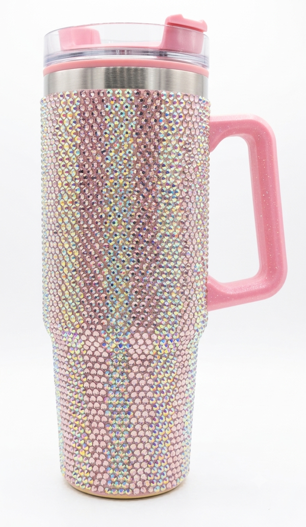 Sparkling Soft Pink & Crystal AB Rhinestone Tumbler (20oz)