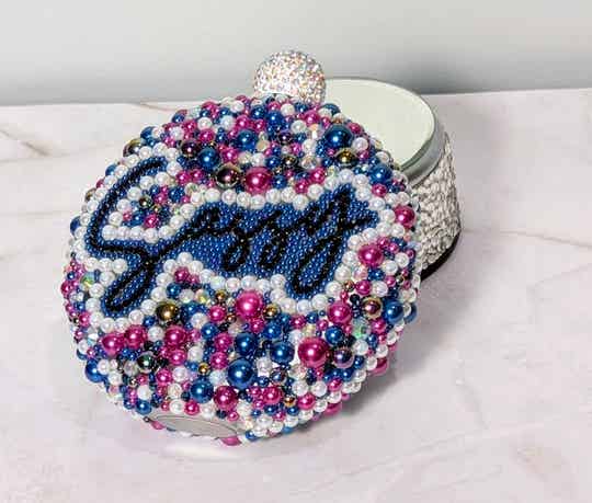 Blue, Purple and White Pearl "Sassy" Flask 8oz