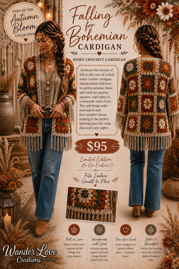 Falling For Bohemian Short Length Cardigan