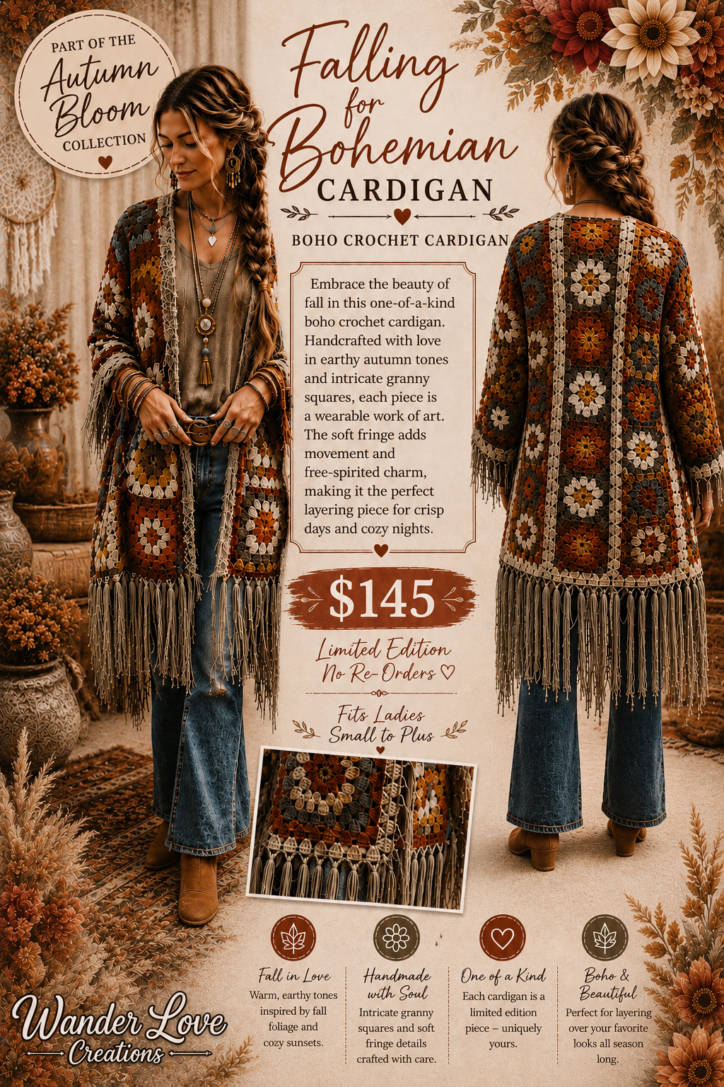 Falling for Bohemian Mid length Caridgan