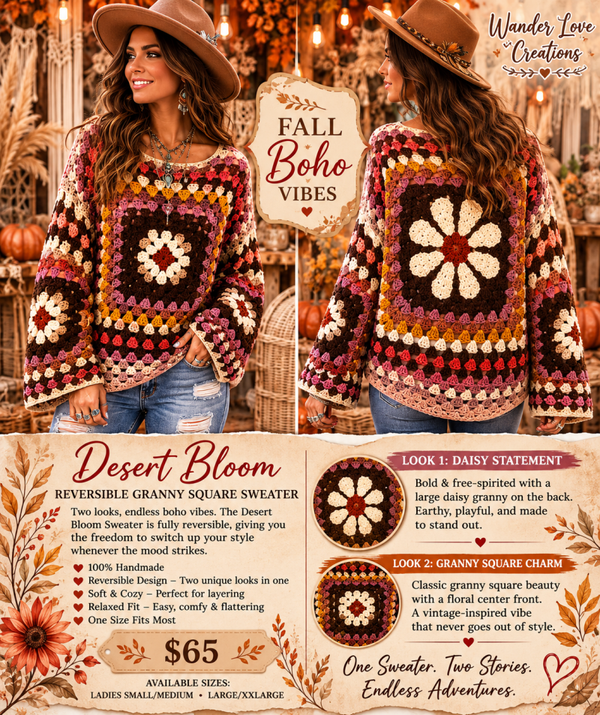 Autumn Bloom 2 In 1 Reversible Pullover Sweater