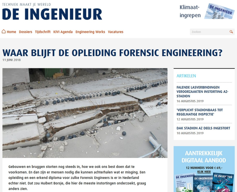 Schade analyse en beoordelen van schade aan prefab betonconstructies is een vak.