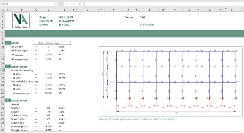 Link AxisVM met Excel, Excel met link AxisVM X6
