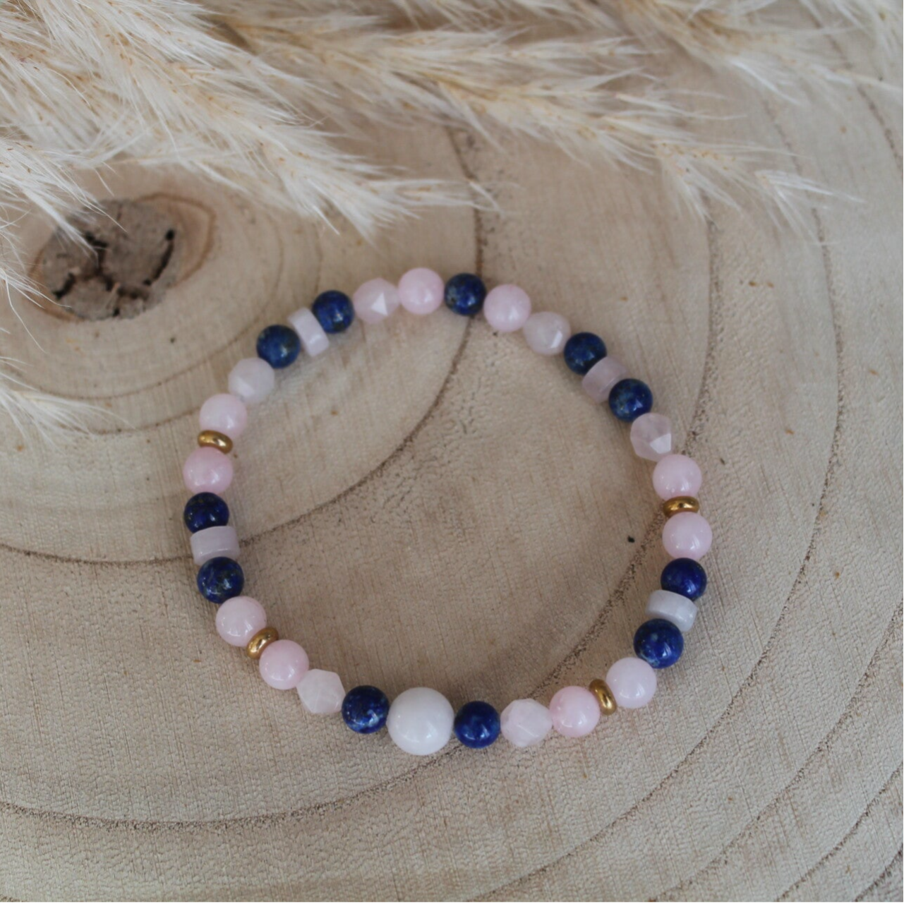 "Sérénité et sagesse" quartz rose - lapis lazuli - 6mm