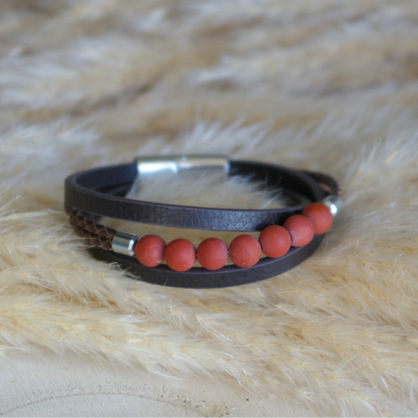 "Vitalité brute" - Jaspe rouge givré - 8mm