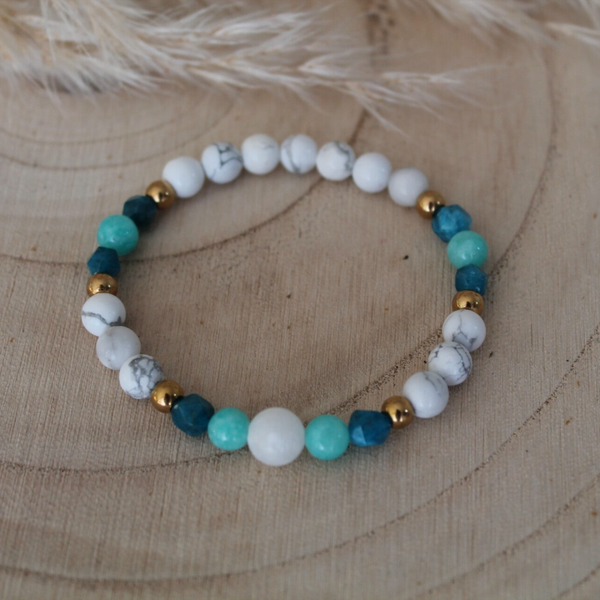"Paix intérieure" Howlite, Apatite et Amazonite - 6mm