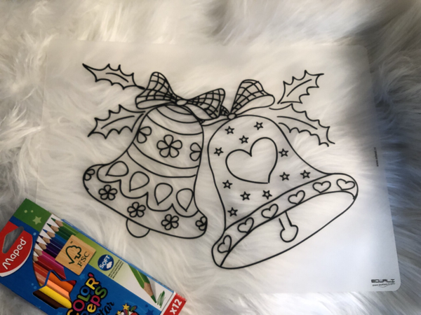 Herkleurbare placemat - kerstklokken