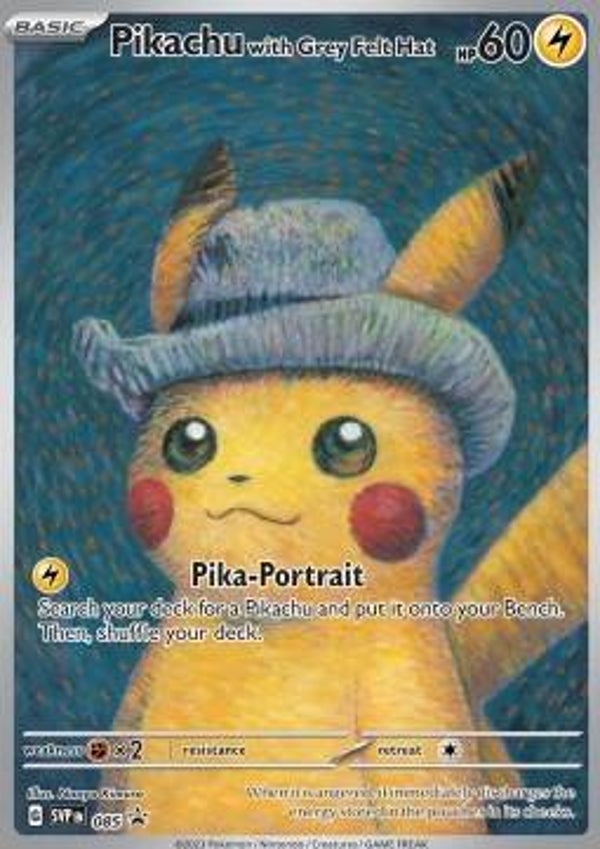 Pikachu Grey Felt Hat Van Gogh Promo SEALED