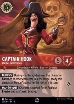 Disney Lorcana Captain Hook Master Swordsman 214/204 Into the Inklands