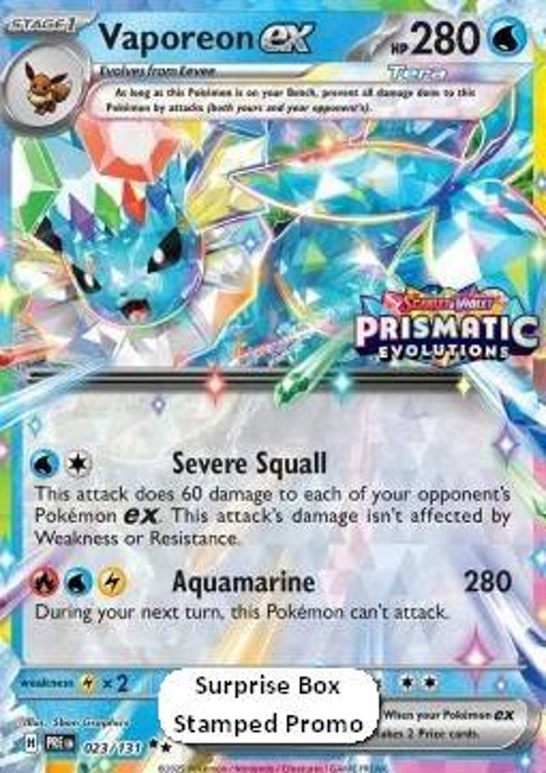 Vaporeon Ex Prismatic Evolutions Stamped Sealed Promo