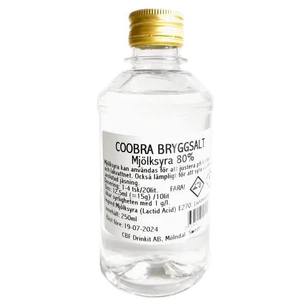 Coobra Bryggsalt – Mjölksyra 80% 250 ml