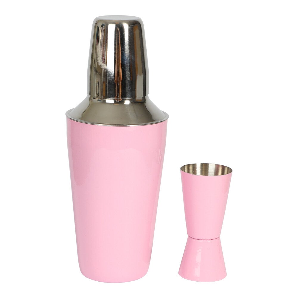 DELUXE PINK BAR SET W. SHAKER AND JIGGER