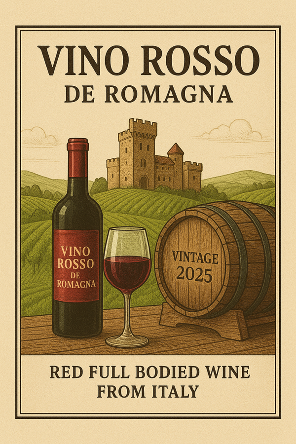 Vino Rosso de Romagna, lyxrödvin från norra Italien.Art.nr 390006