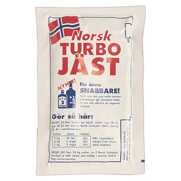 Norsk turbojäst original 10-pack.   För 25 Liter vin och mäsk. art.nr.20101