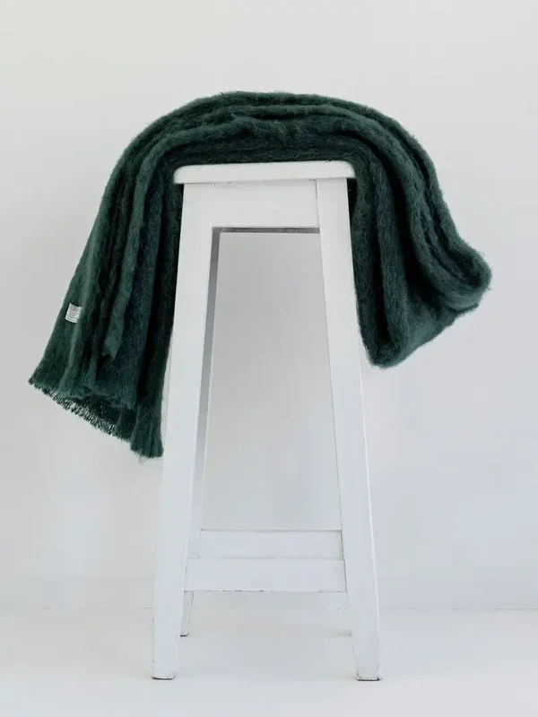 NZ Mohair Throw - Bottle