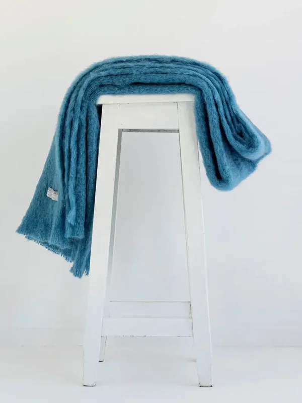NZ Mohair Throw - Lake