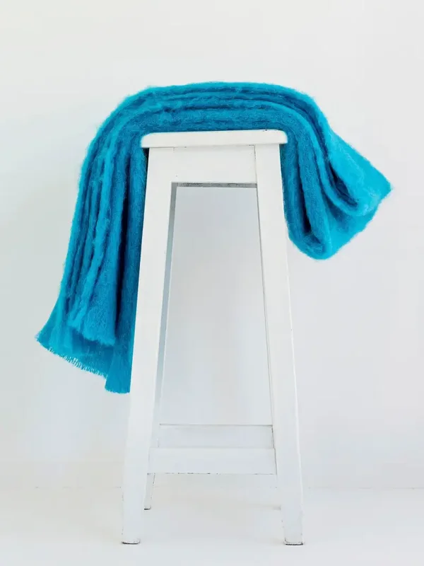 NZ Mohair Throw - Turquoise