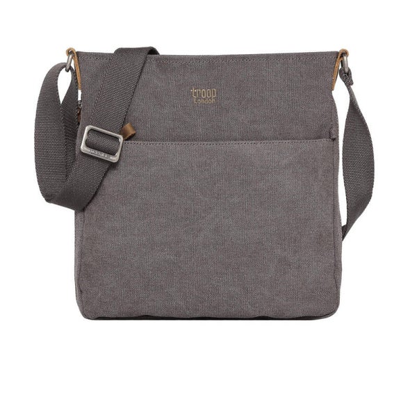 Canvas Classic Zip Top Shoulder Bag Large - Charcoal Unisex