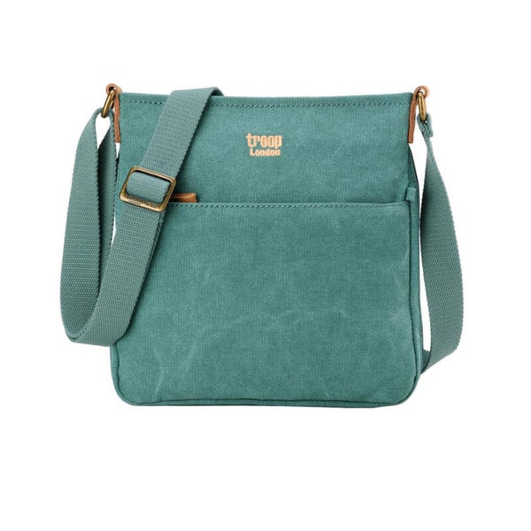 Canvas Classic Zip Top Shoulder Bag Small - Turquoise
