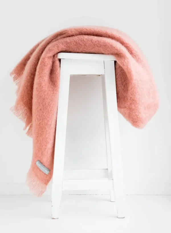 NZ Mohair Throw - Rose Pink