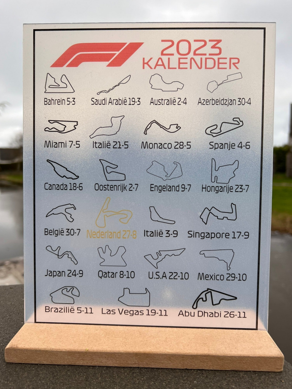 Formule 1 kalender display 2023