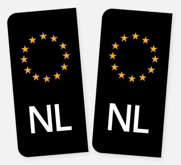 Zwarte kentekensticker (set)