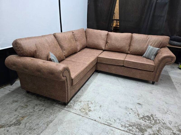 Brand New Brown Suede Corner Sofa – 240cm x 240cm