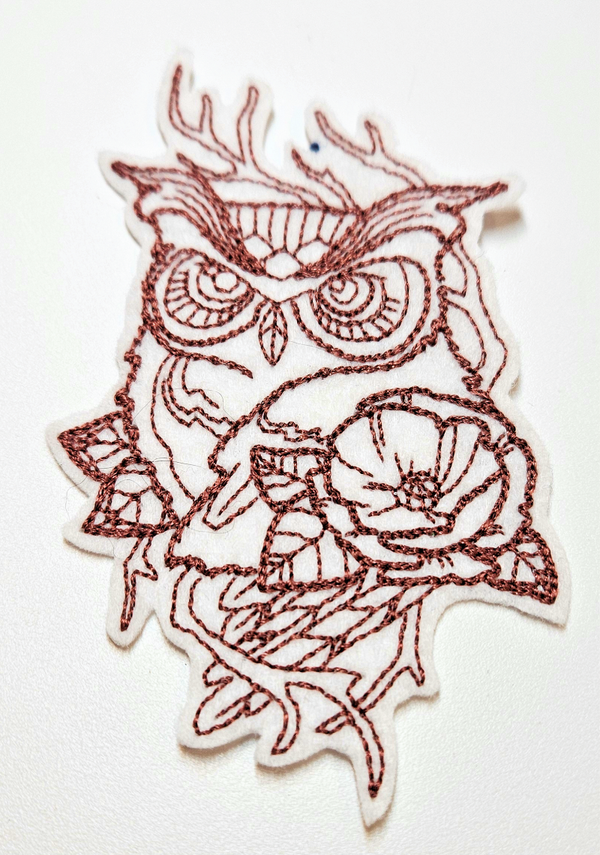 🦉Patch brodé chouette – écusson bohème floral délicat