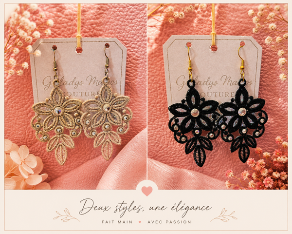 ✨ Boucles d'Oreilles FSL « Élégance Florale » ✨