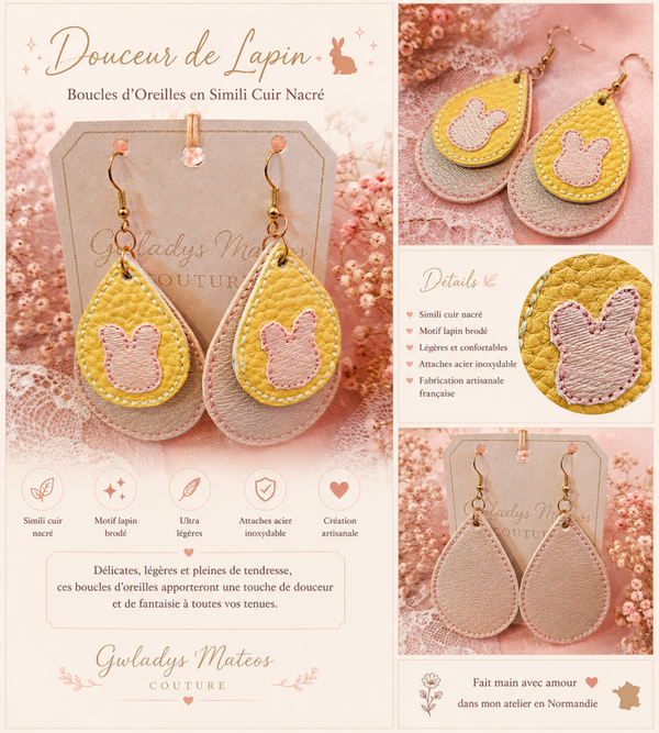 🐰 Boucles d'Oreilles « Douceur de Lapin » 🐰