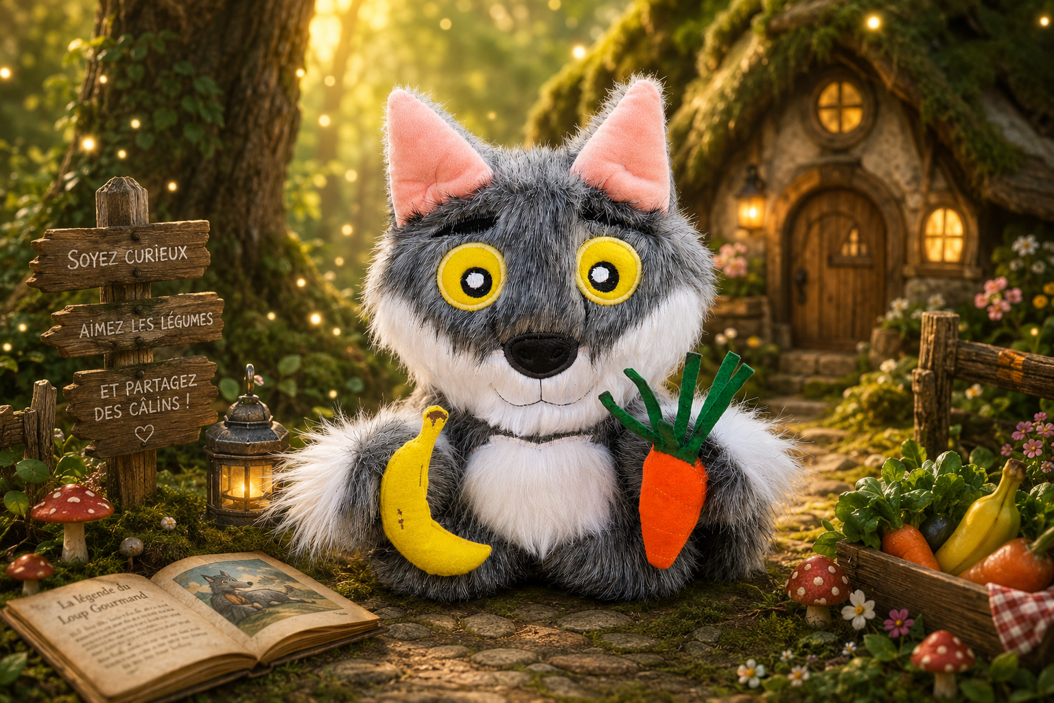 🐺 Piot le Gourmand – Peluche Artisanale