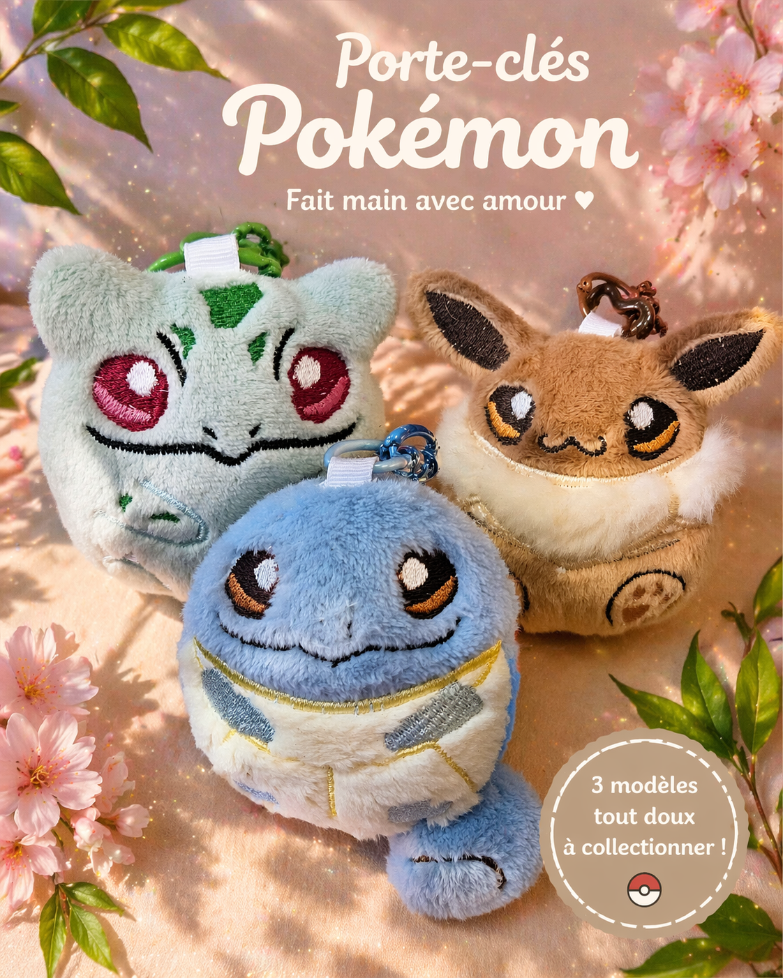 🧸 Porte-clé peluche Évoli – Fait main