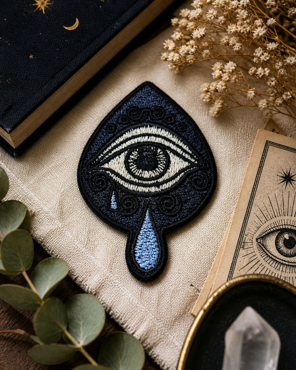 👁Patch brodé œil mystique – écusson symbole ésotérique noir et blanc