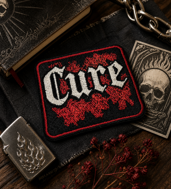 🔴Patch brodé The Cure rouge – écusson rock gothique noir et rouge