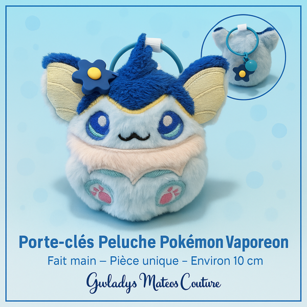 🐾 Porte-clés Peluche Pokémon Vaporeon