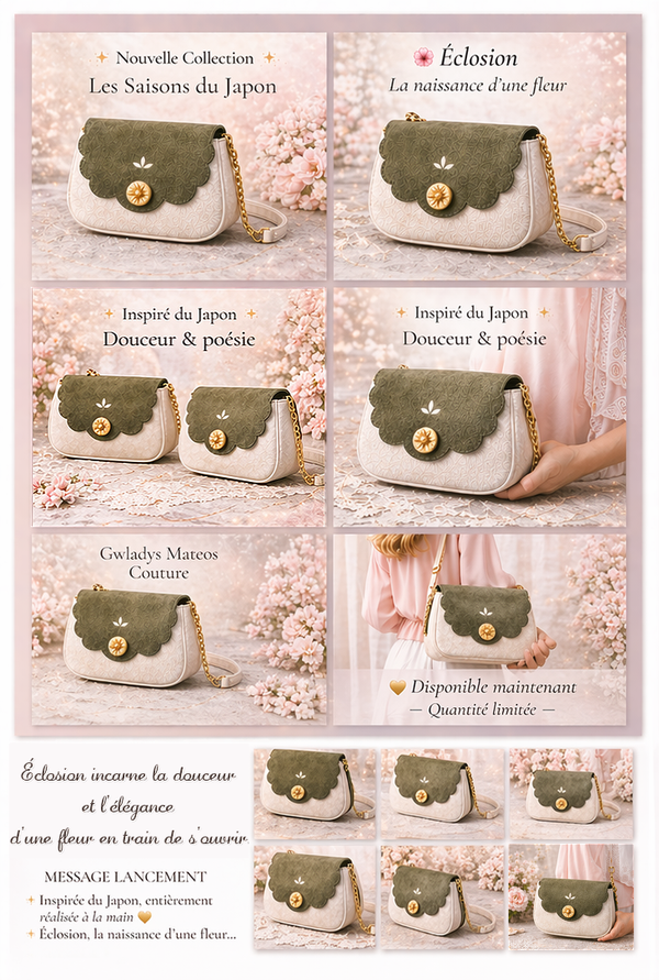 🌸 Éclosion – Sac Signature  Collection Les 4 Saisons du Japon