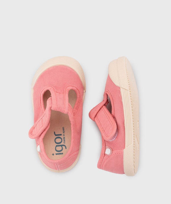 Salomé en toile - Lona Pepito - Chicle (rose) - Igor Barefoot Medium