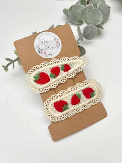 X2 embroidered fruit clips