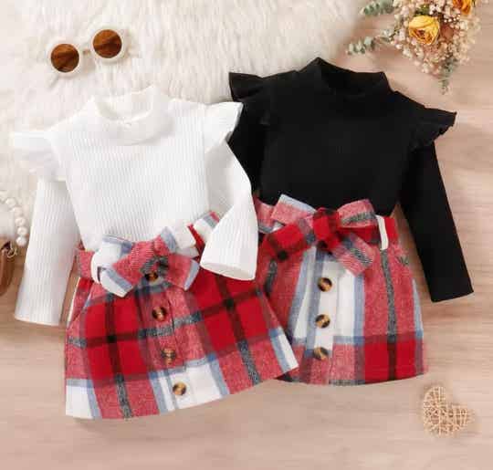 Checked skirt set