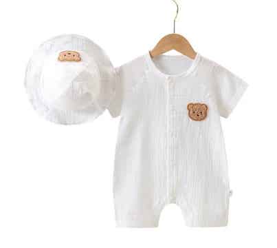 Boys bear 2 piece set white