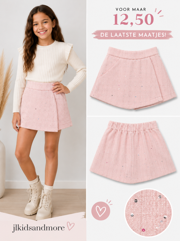 Broekrok met subtiele bling bling – Roze