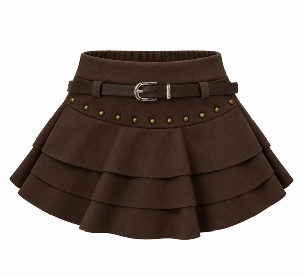 Elara Layered Skirt – Chocolate Brown